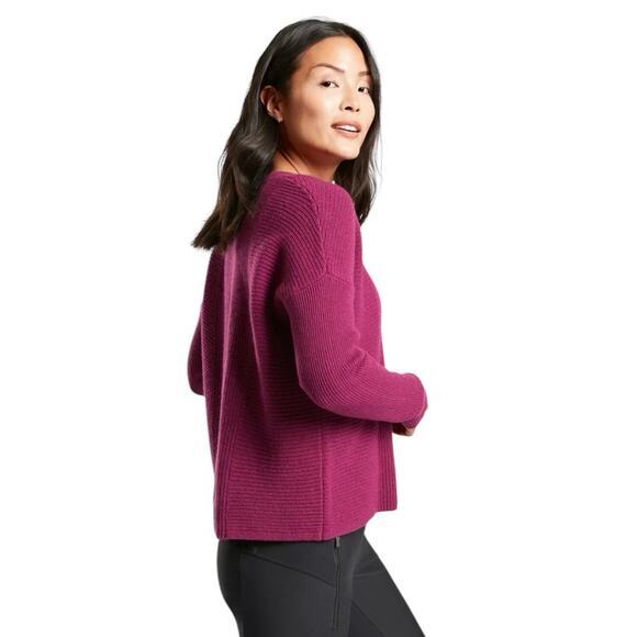 Athleta Women Medium Mulberry Turin Wool Cashmere Sweater Knit Purple Textured - Picture 1 of 12